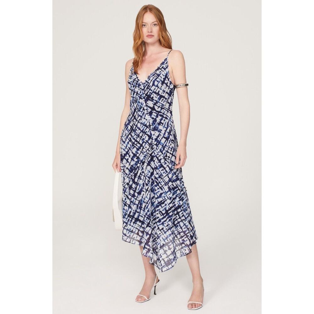 RTR IDEAL SUMMER JASON WU BLUE_WHITE SHEER MIDI DRESS SIZE 8, MSRP $390